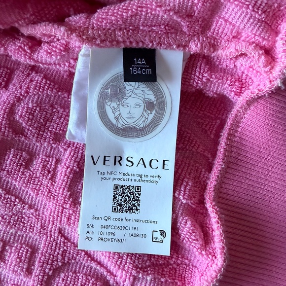 Woman's Cropped Versace Pink Zip Up Jacket - Picture 3 of 8